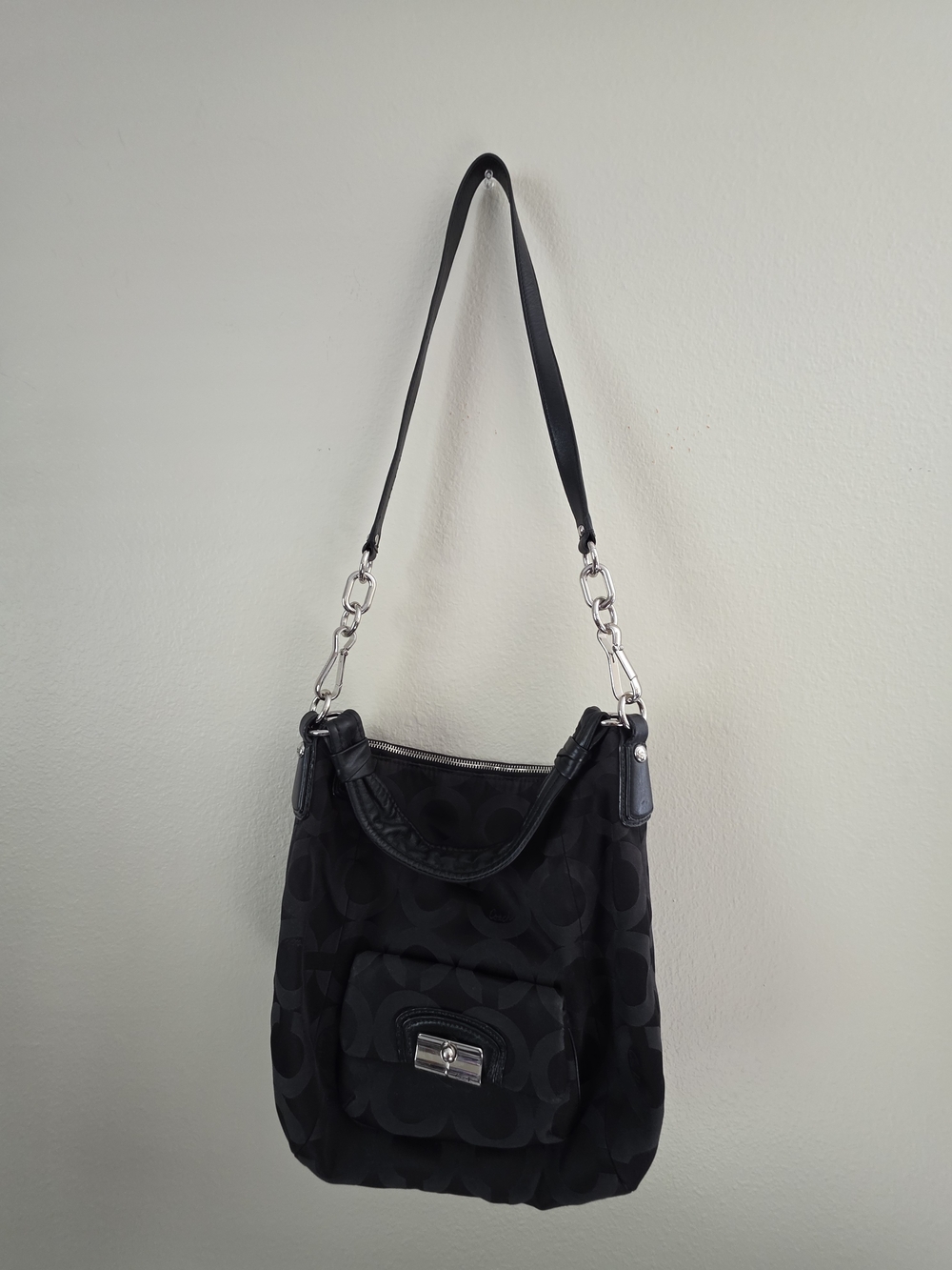 Coach Black Signature-Pattern Shoulder Bag